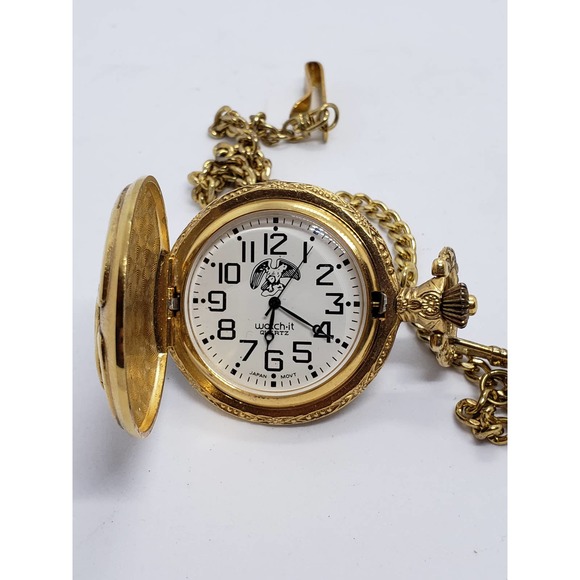 Watch it pocket watch. Eagle design on case front and face. Working watch - Picture 1 of 3